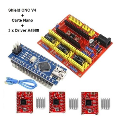 kit complet CNC Shield V3 + 4 x driver moteur A4988 + carte arduino NANO